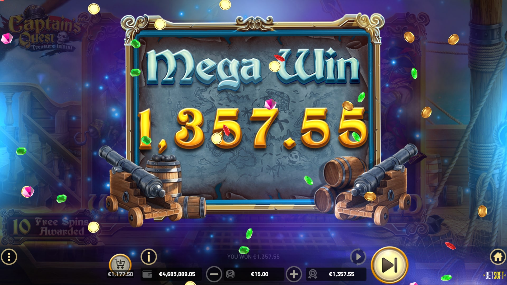 BetSoft Captain's Quest Treasure Island Screenshot