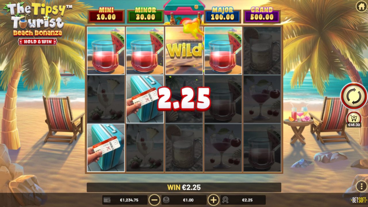 BetSoft The Tipsy Tourist Beach Bonanza Screenshot